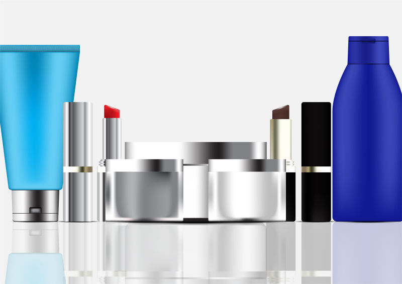 抽象矢量现代化妆品元素插图设计