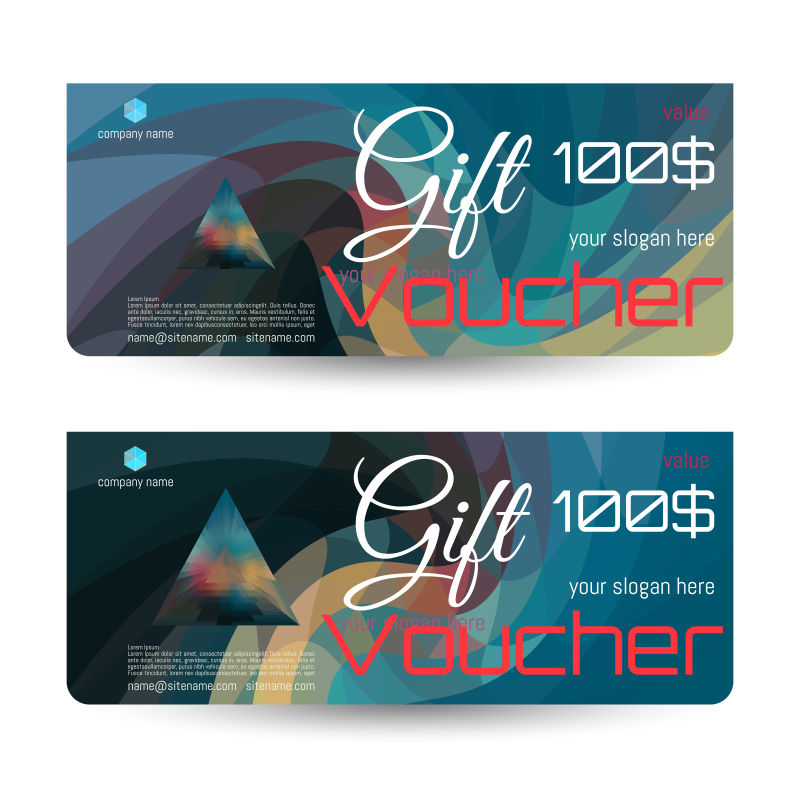 抽象矢量现代时尚几何风格的礼品券设计
