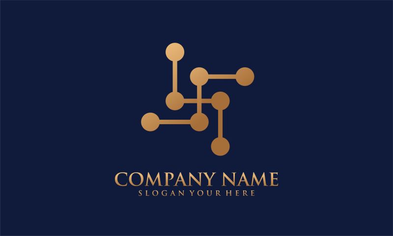 创意矢量几何元素金色标志设计