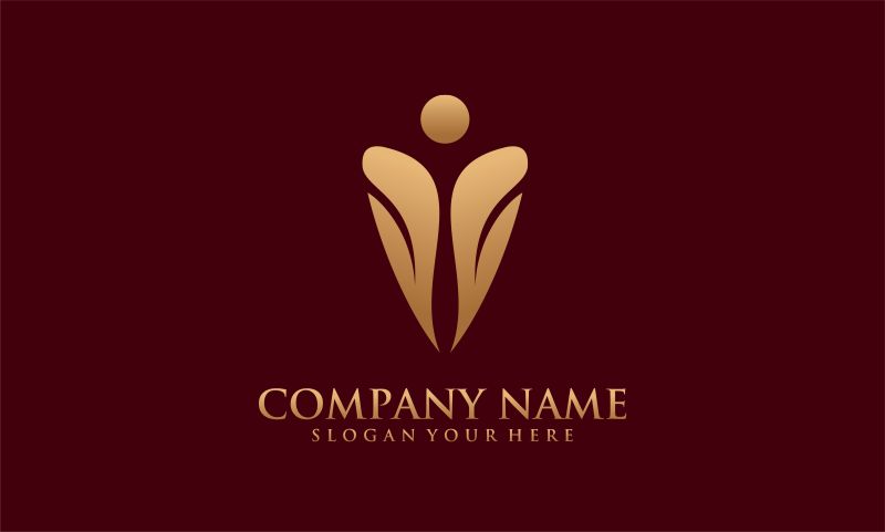 抽象矢量金色商业人物标志设计