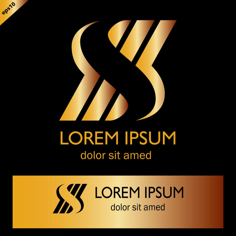 矢量金色商业标志设计