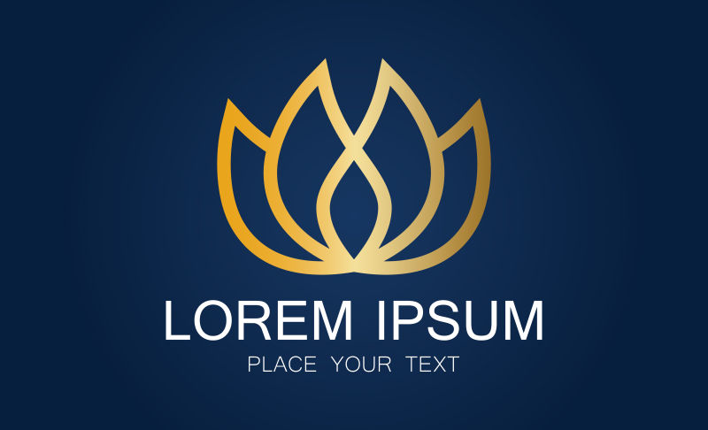 抽象矢量现代金线花卉元素标志设计