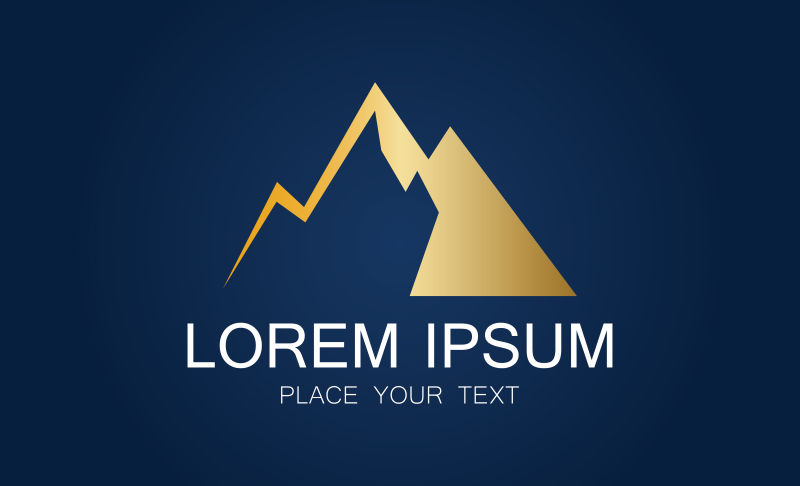 抽象矢量金色山体标志设计