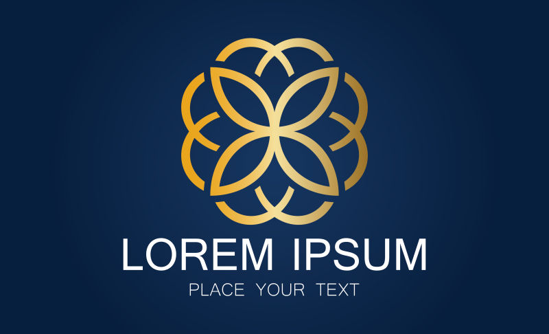 创意矢量金色花叶元素标志设计