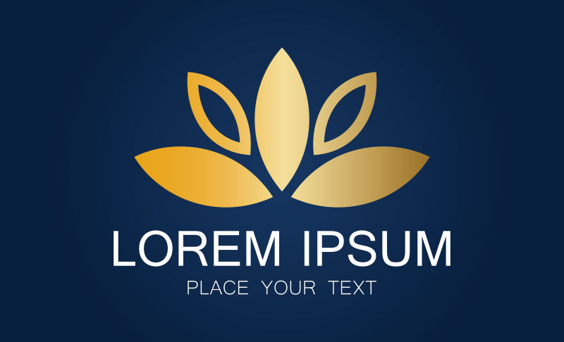 抽象矢量金色花型创意标志平面设计