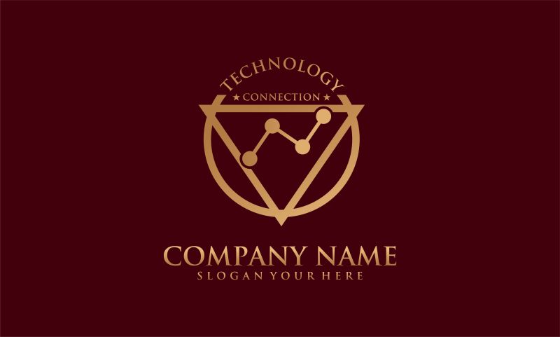 抽象矢量金色技术三角标志设计