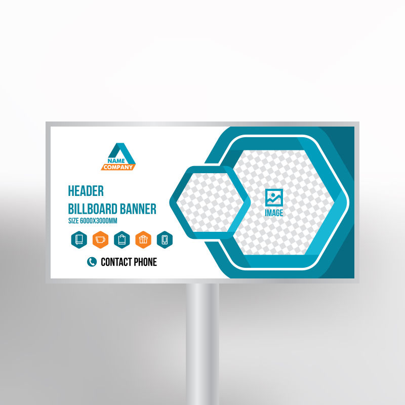 创意矢量现代绿色几何元素的宣传广告牌设计