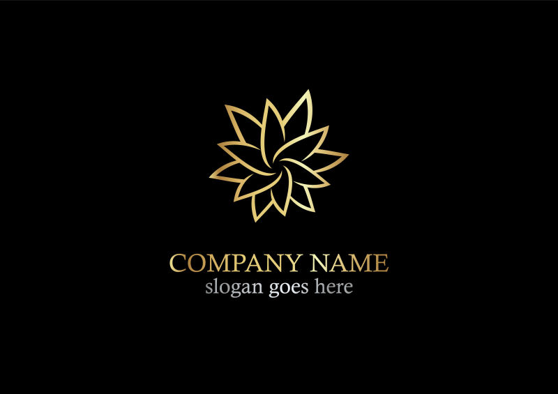 标志花卉自然精品金色象征豪华典雅商务-品牌标识-矢量EPS10