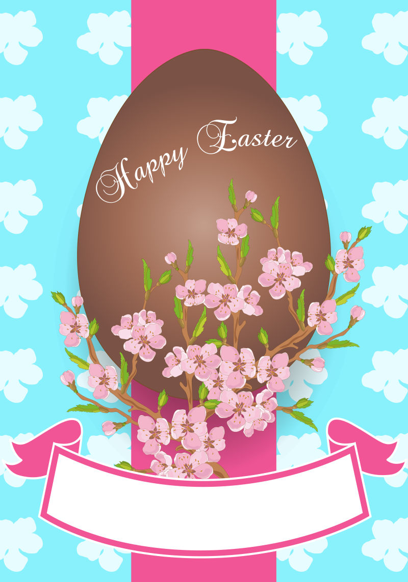 创意矢量可爱复活节彩蛋元素的平面海报设计