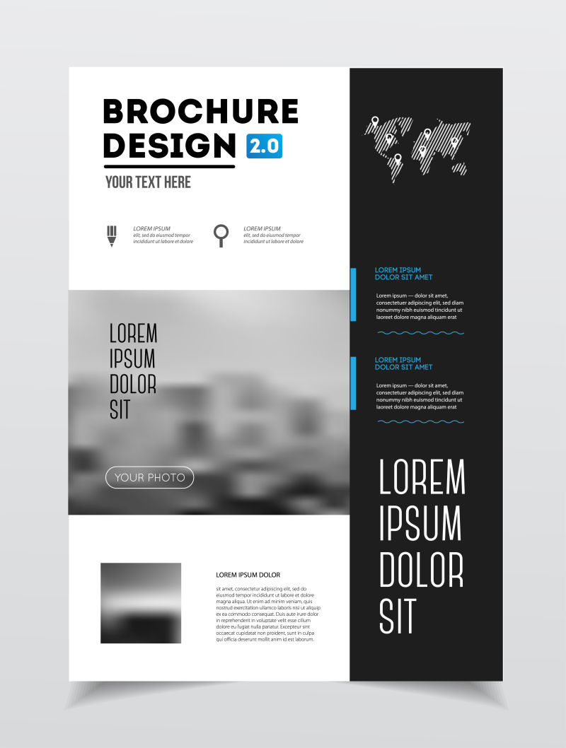 矢量黑色时尚宣传单平面设计