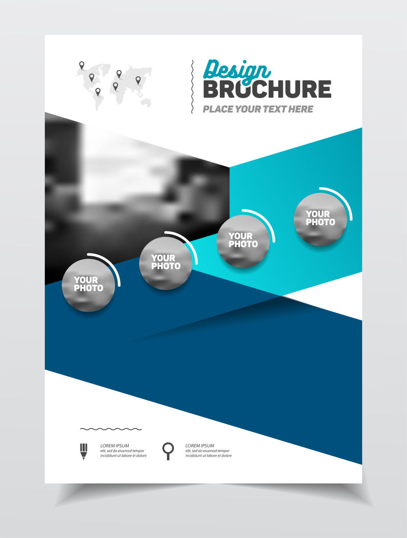 抽象矢量现代蓝色几何元素的经典宣传单设计