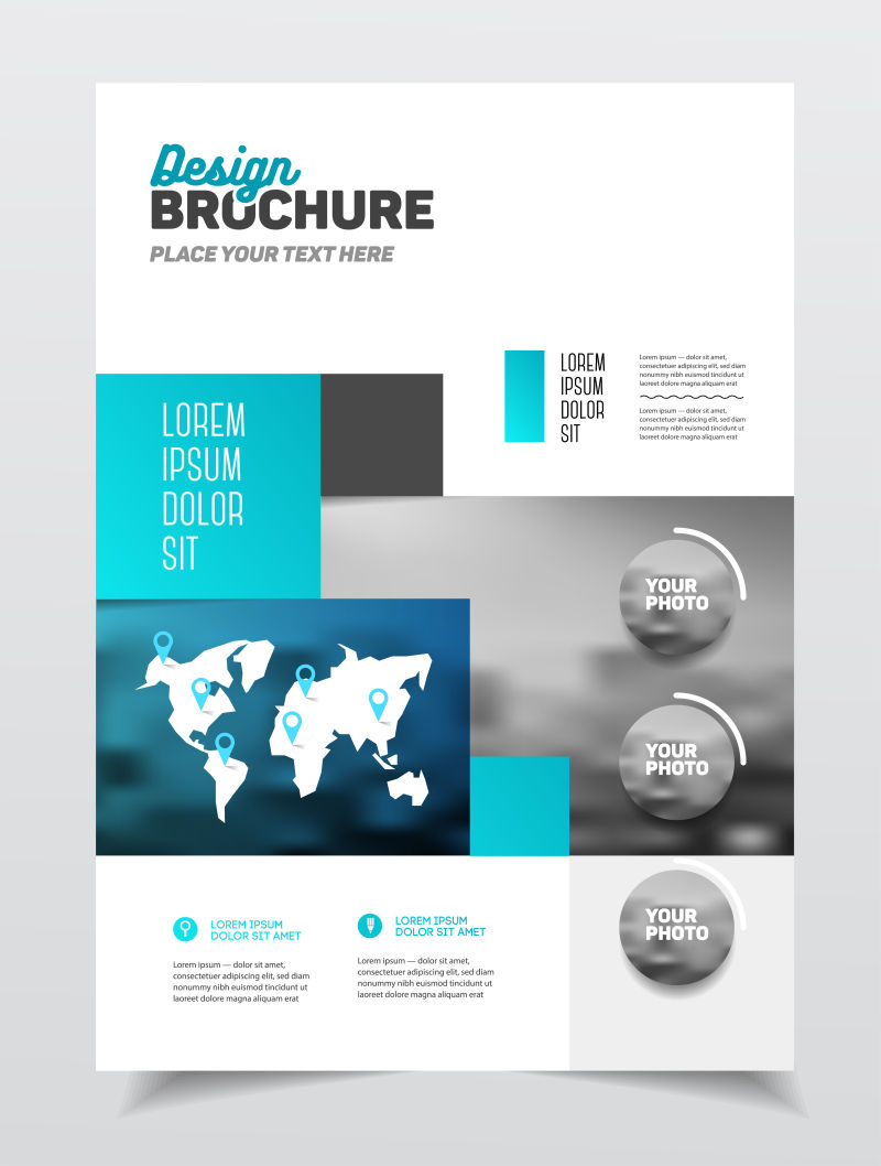 创意矢量蓝色几何元素的经典宣传单设计