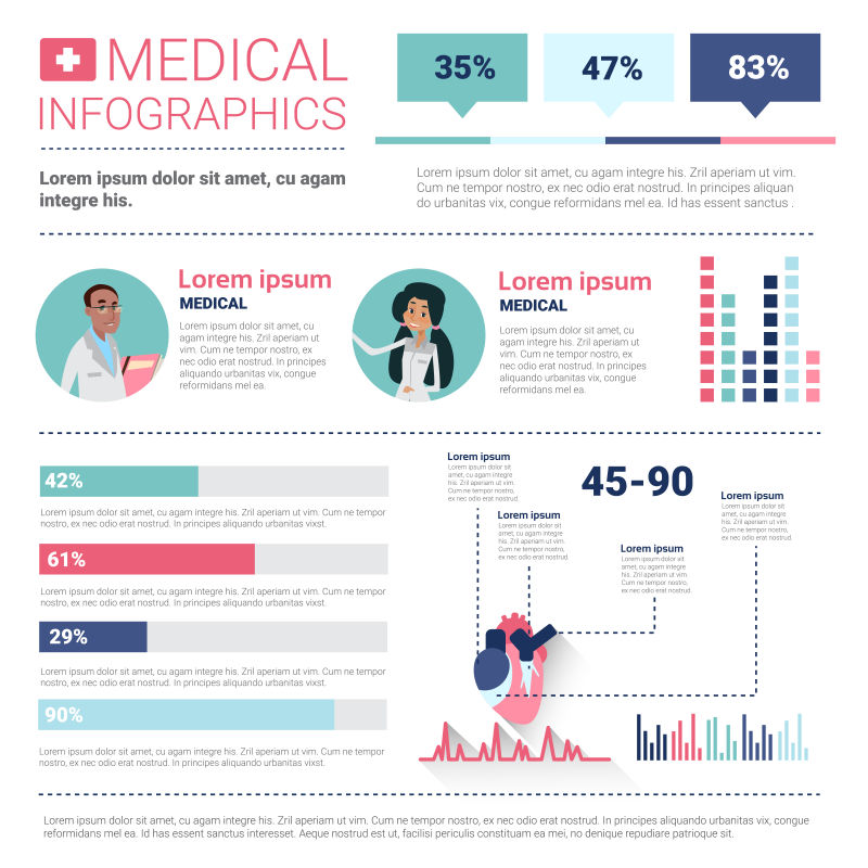 具有复制空间的健康医学信息图形信息横幅