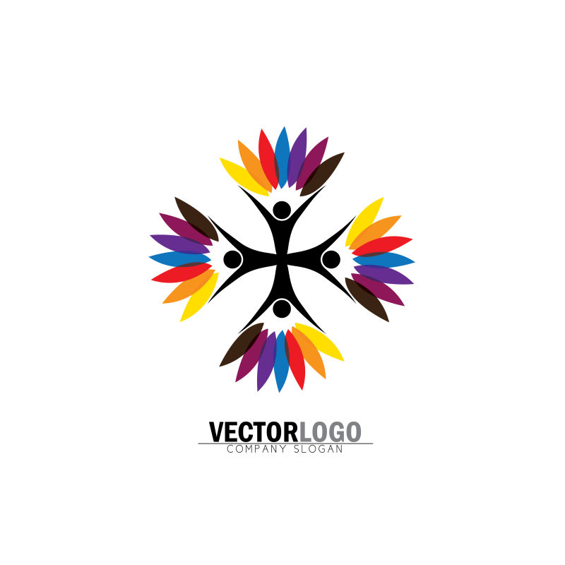 抽象矢量现代彩色自然生态主题标志设计