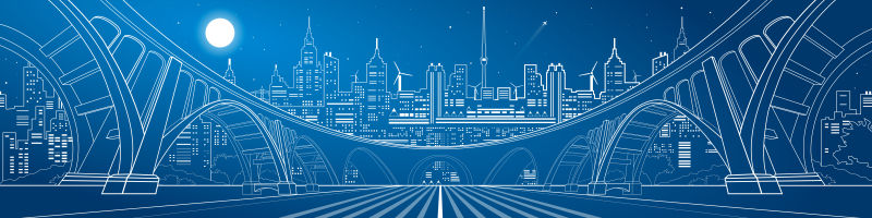 抽象矢量现代建筑蓝图插图设计