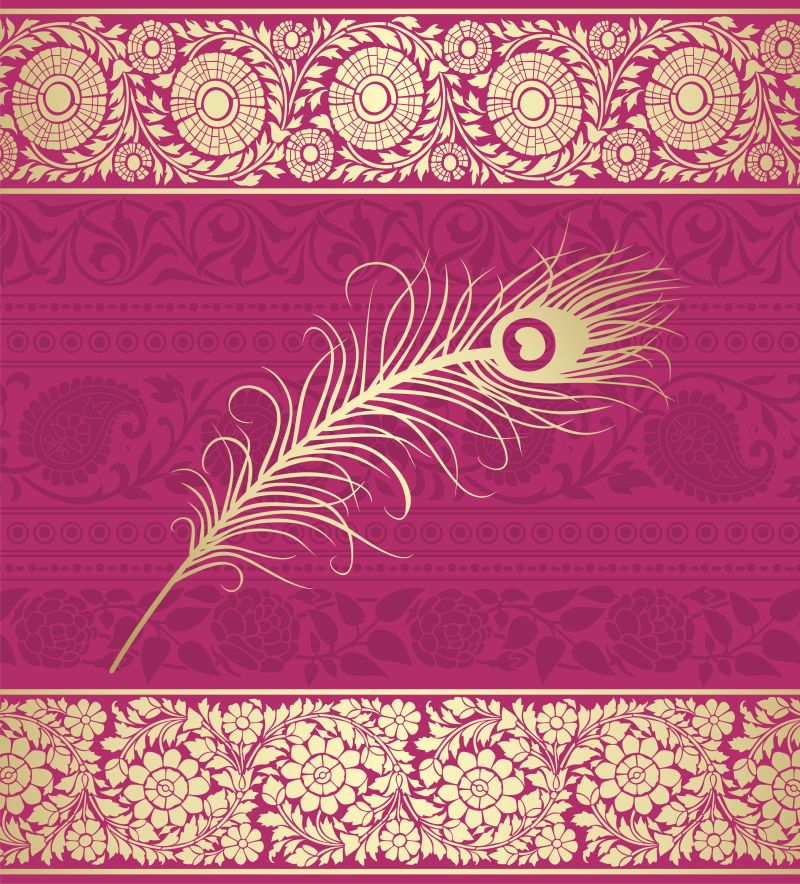 矢量抽象民族风格的孔雀元素插图设计