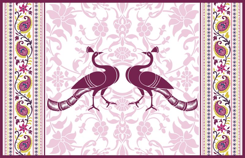 创意矢量现代传统装饰风格的孔雀元素插图设计