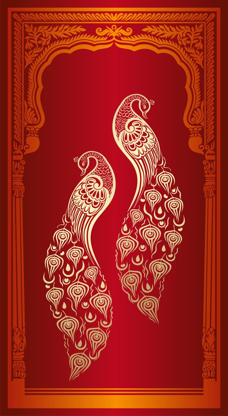 抽象矢量现代装饰风格的孔雀元素插图设计