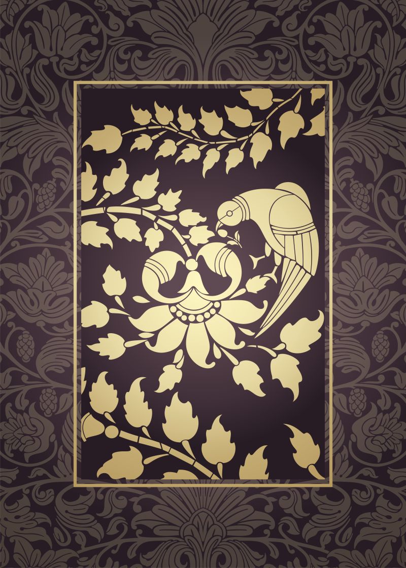 抽象矢量现代装饰风格的时尚孔雀插图设计