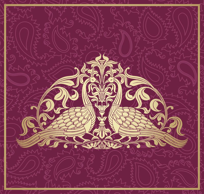 抽象矢量孔雀元素装饰插图设计