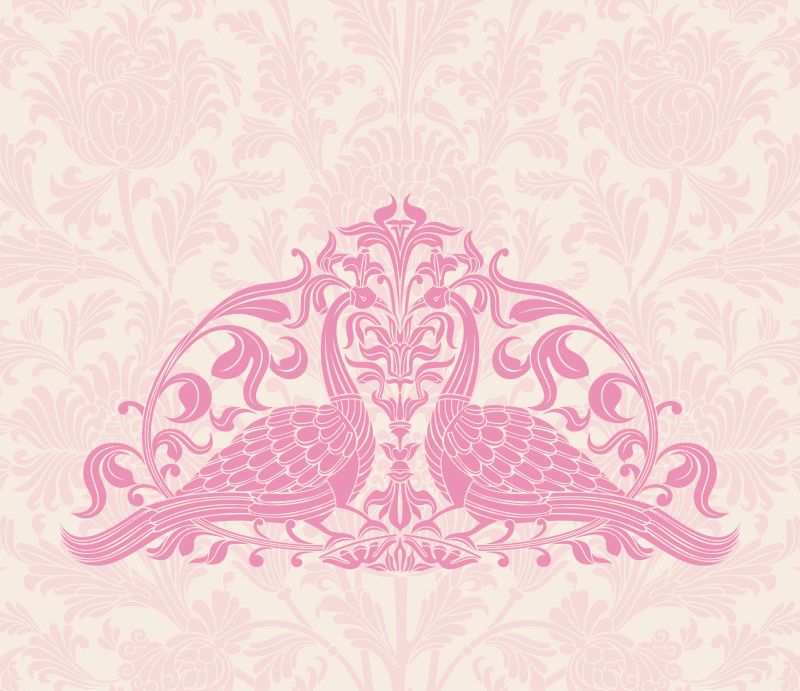 创意矢量粉色孔雀元素装饰插图设计