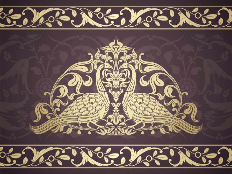 抽象矢量金色孔雀元素装饰背景设计