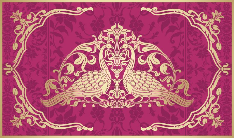 抽象矢量现代金色孔雀元素装饰插图设计