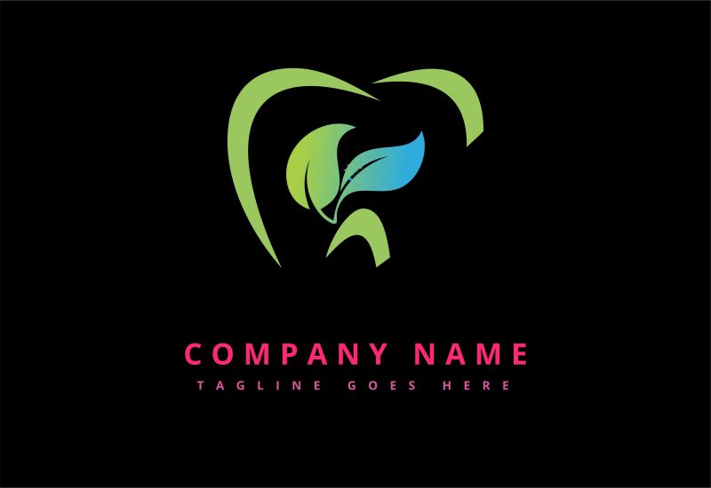 抽象矢量现代自然绿叶元素的商业标志设计