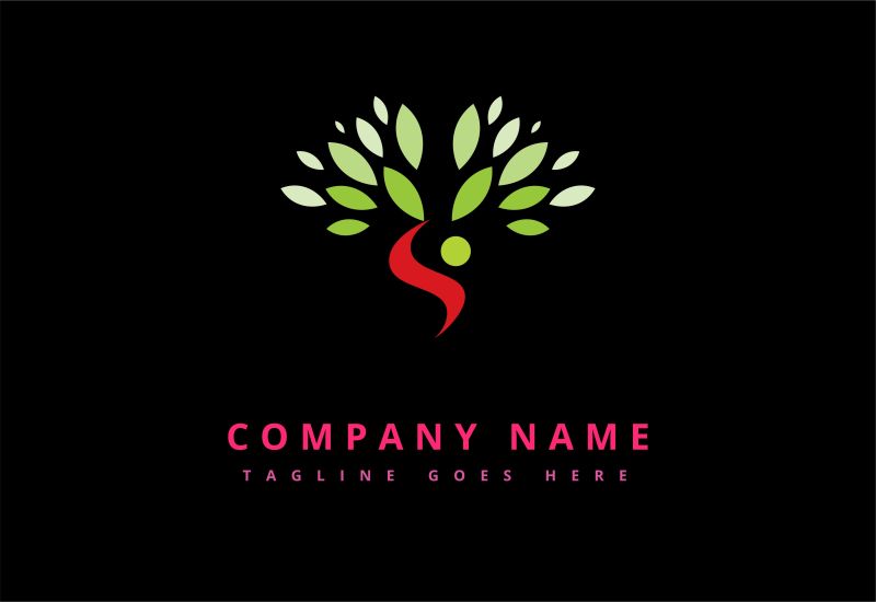 抽象矢量现代绿叶元素的自然标志设计