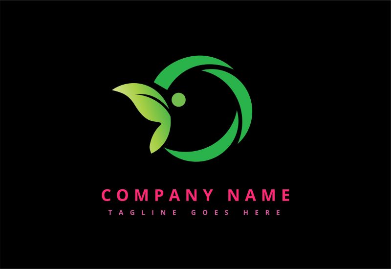 矢量抽象绿叶元素的平面商业标志设计