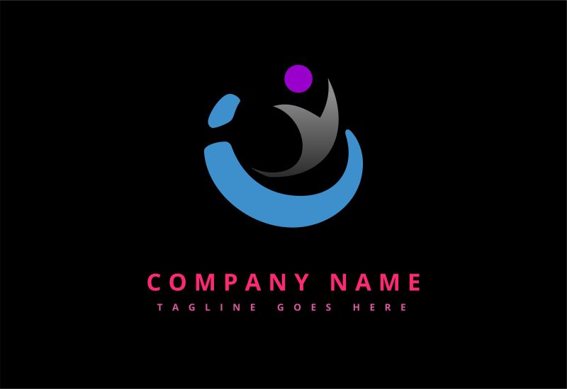 抽象矢量现代技术主题的平面标志设计