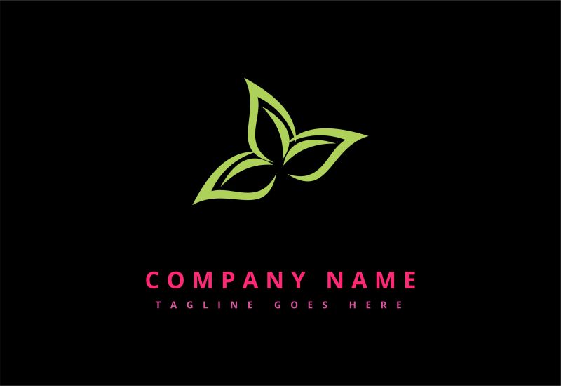 矢量抽象绿叶元素的商业标志创意平面设计