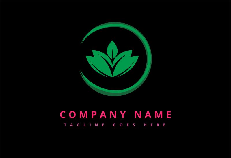 抽象矢量现代绿叶元素的平面标志设计