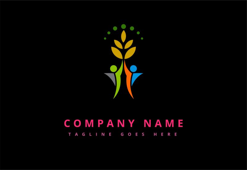 抽象矢量现代自然生长主题的商业标志设计