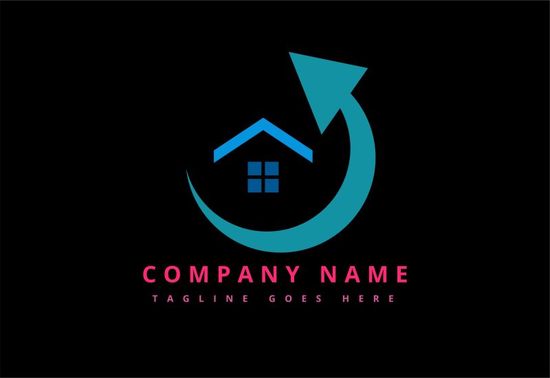 抽象矢量现代建筑投资主题的平面标志设计