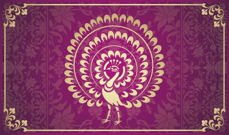 抽象矢量现代民族装饰风格的孔雀元素插图