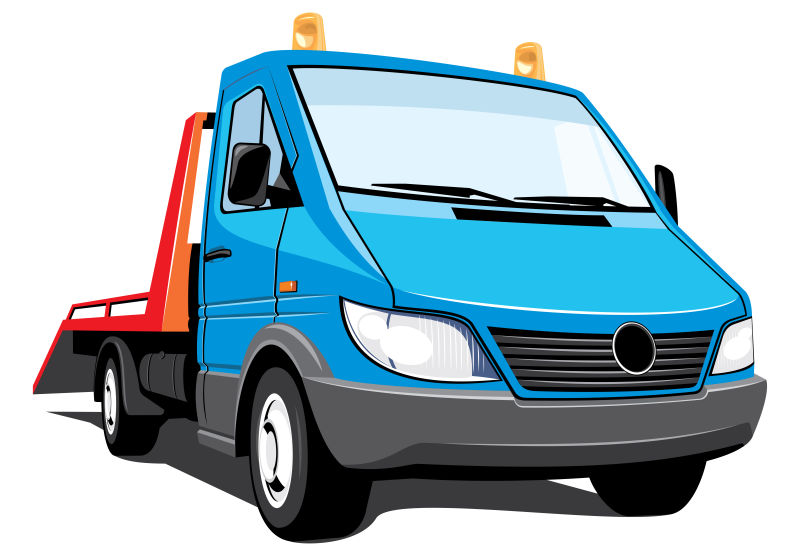 抽象矢量现代蓝色拖车平面设计