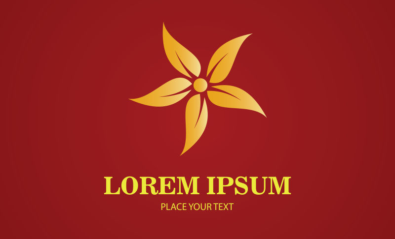 抽象矢量现代花卉元素金色标志设计