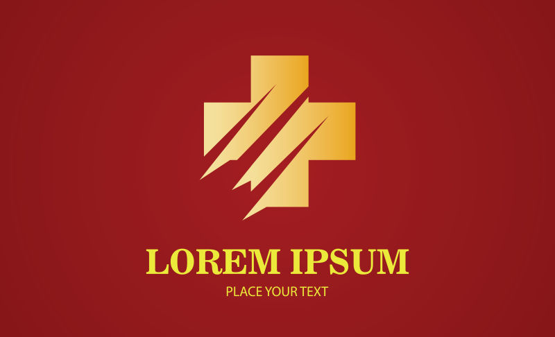 抽象矢量金色十字创意标志设计