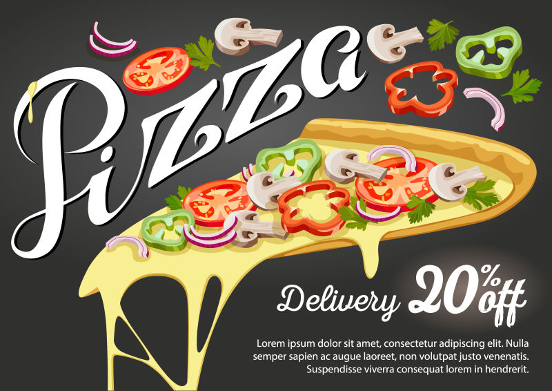 抽象矢量现代时尚披萨店菜单设计