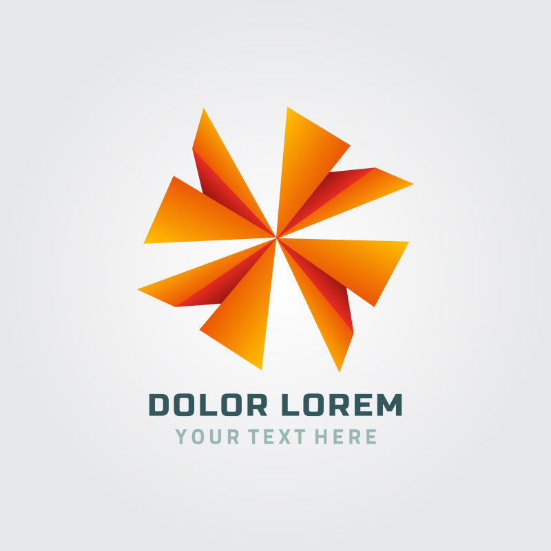 抽象矢量橙色立体花卉标志设计