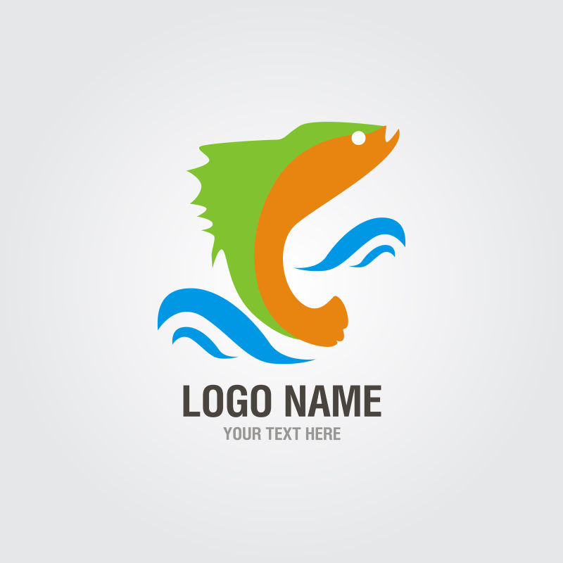 抽象矢量现代三色自然标志设计