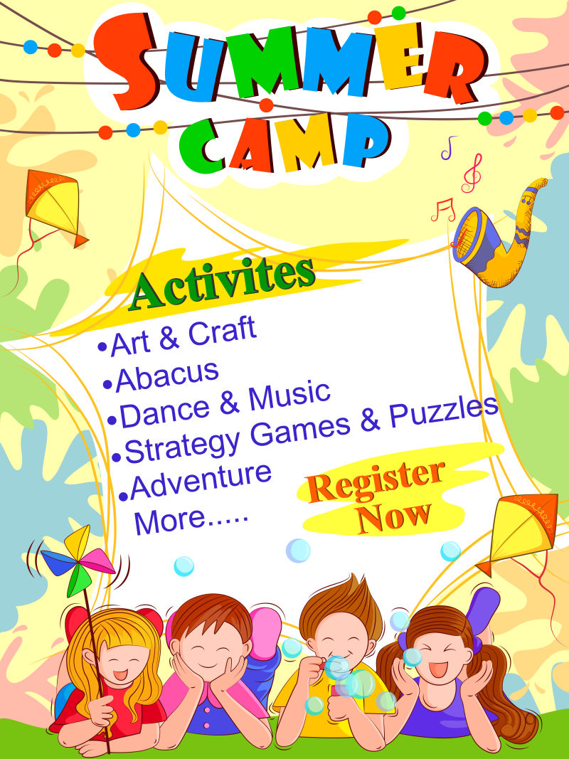 创意矢量夏令营主题的平面海报设计