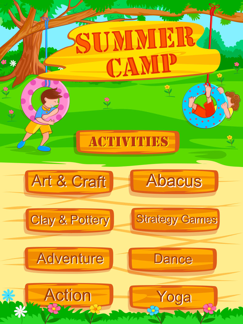 矢量创意夏令营主题的平面海报设计