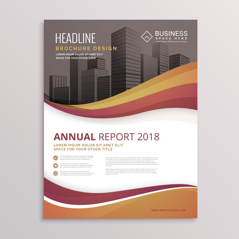 抽象矢量棕色主题的年度宣传单设计