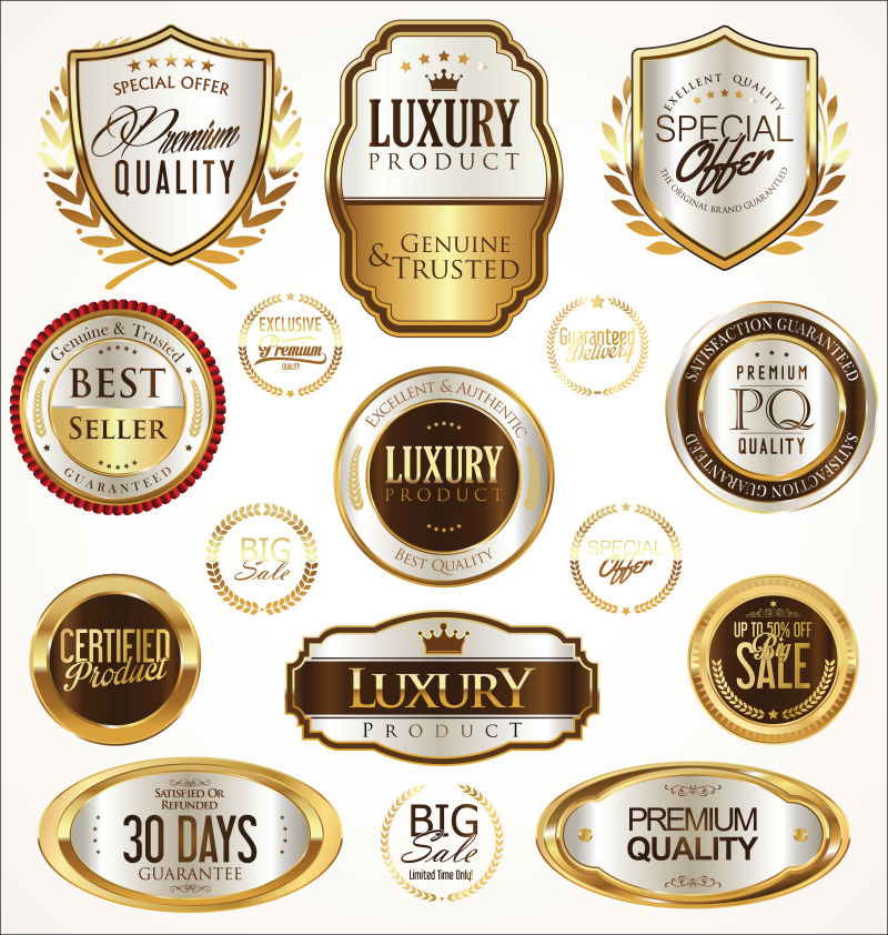 创意矢量现代金色产品标签创意设计