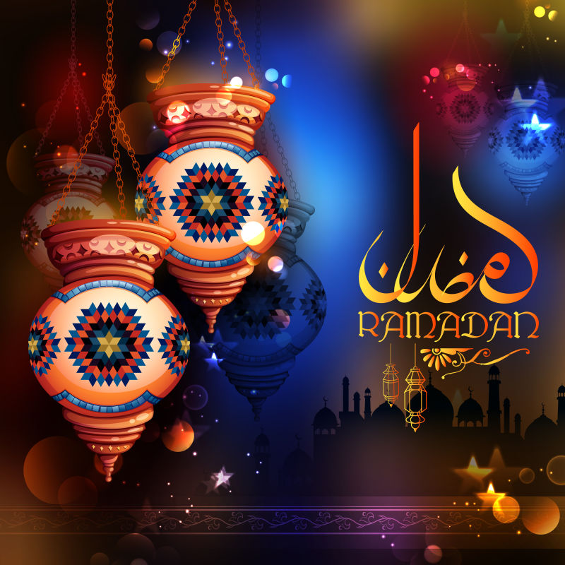 矢量现代斋月主题的抽象装饰庆祝背景设计