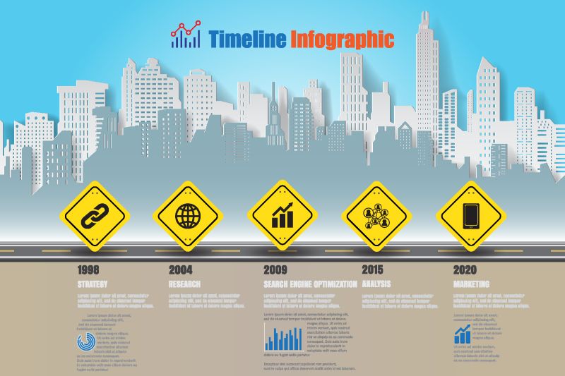 抽象矢量城市道路元素信息图表
