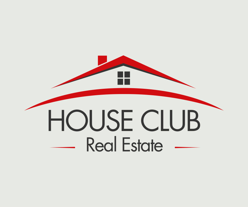 抽象矢量红色建筑元素标志设计