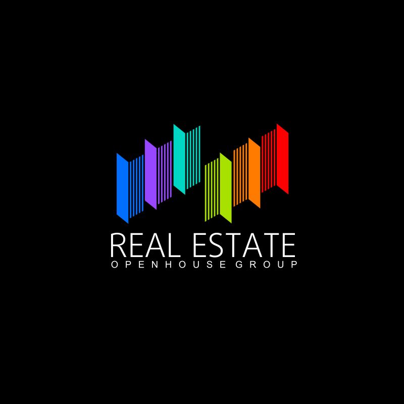 抽象矢量现代彩色建筑元素标志设计